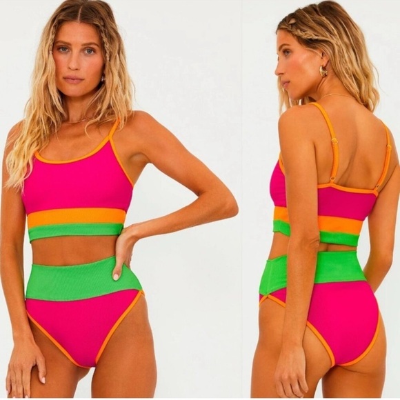 Beach Riot Other - NWT Beach Riot Eva And Emmy Color block Two Piece Bikini Swimsuit Set size XS